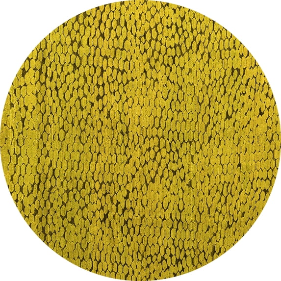 Ahgly Company Indoor Round Abstract Yellow Modern Area Rugs, 4' Round