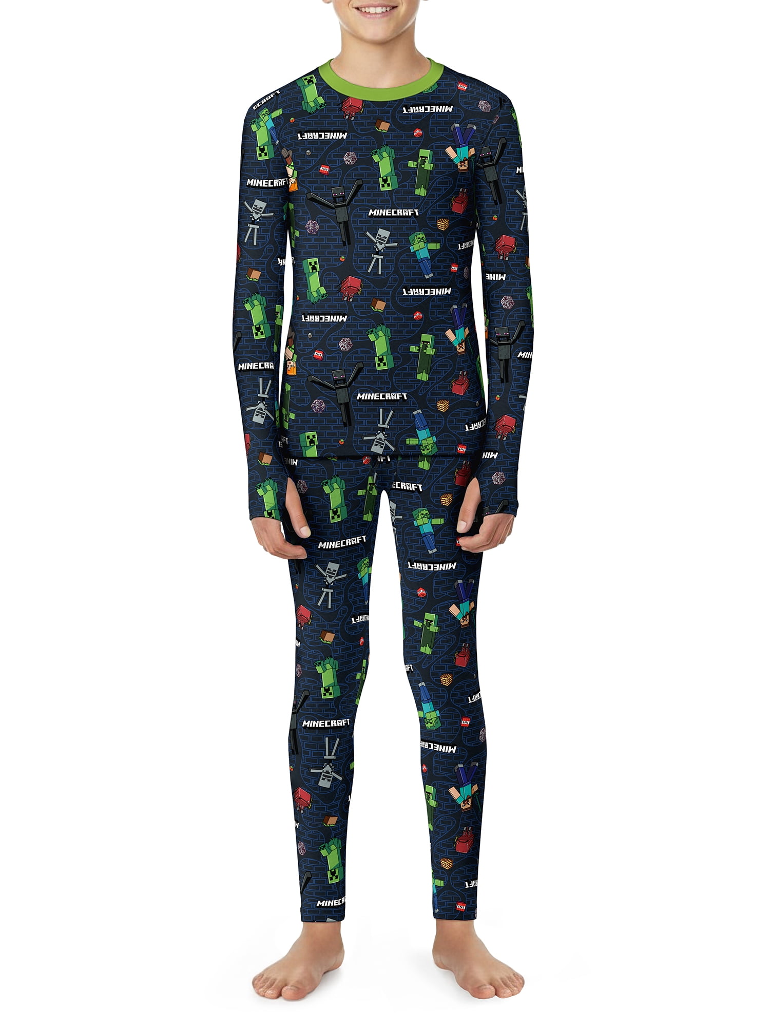 Climateright By Cuddl Duds Minecraft Boys Thermal Set, Sizes S-L