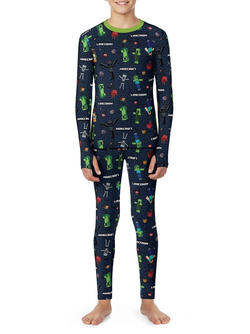MLDsolomid XL DCF インナーセット Climateright By Cuddl Duds Minecraft Boys Thermal Set, Sizes S-L