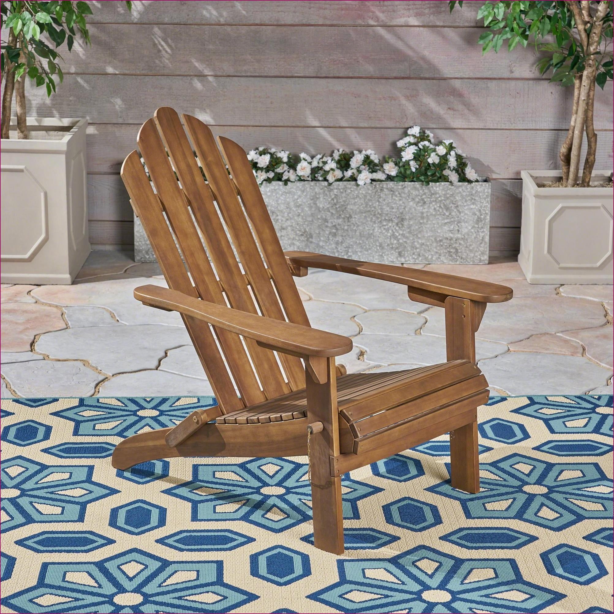 Outdoor Lounge Chairs | Foldable Solid Acacia Adirondack Chair, for Patio Poolside | Dark Brown | Slat Back