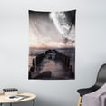 thumbnail image 1 of Space Tapestry, Moon Fantasy Planet Beach with Old Pier with Sea Waves Fiction Eclipse Sky Landscape, Wall Hanging for Bedroom Living Room Dorm Decor, 40W X 60L Inches, Pink Blue, by Ambesonne, 1 of 2