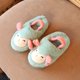thumbnail image 4 of Pantuflas de terciopelo coral para niños y niñas, suaves y antideslizantes, con diseño de pingüino y pájaro, con banda de goma, forro polar sintético verde 14, 4 of 5