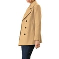 thumbnail image 5 of INSPIRE CHIC Women's Pea Coat Double-Breasted Notch Lapel Mid-Thigh Winter Coat M Camel, 5 of 8