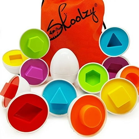 skoolzy shapes toddler games egg toy learning colors and geometric shapes matching preschool toys puzzles for 2, 3, 4 year olds - montessori fine motor skills sorting educational easter eggs and (Best Board Games For Two Year Olds)