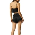 thumbnail image 3 of INSPIRE CHIC Women's Satin Sleepwear 2 Piece Sleeveless Top with Shorts Ice Silky Pajama Sets M Black, 3 of 5