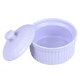 thumbnail image 2 of EeaseMX Recipiente de cerámica para hornear, resistente al calor, para pudín, gelatina, postre, tazón pequeño con tapa para cocina casera (morado), 2 of 7