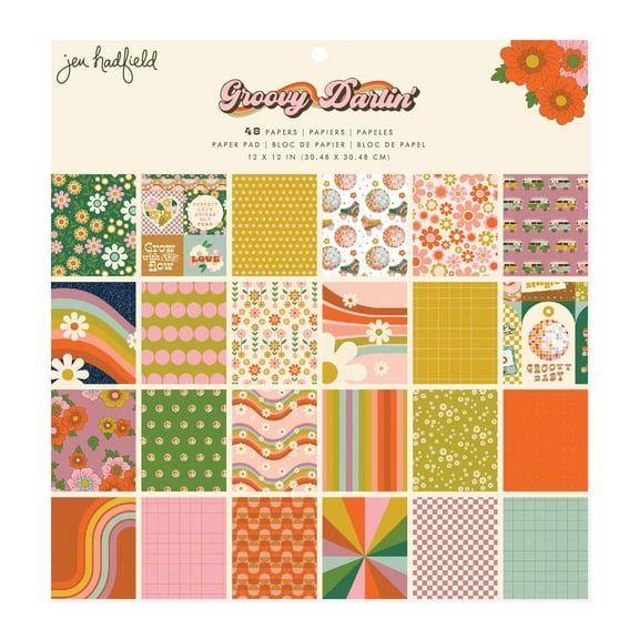 Jen Hadfield Groovy Darlin' Single-Sided 12x12" Paper Pad-48 Sheets