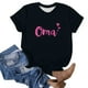 thumbnail image 4 of Camiseta de Manga Corta de Cuello Redondo con Impresión de la Carta para las Mujeres, Casual Diario Y Top de Fiesta, 4 of 4