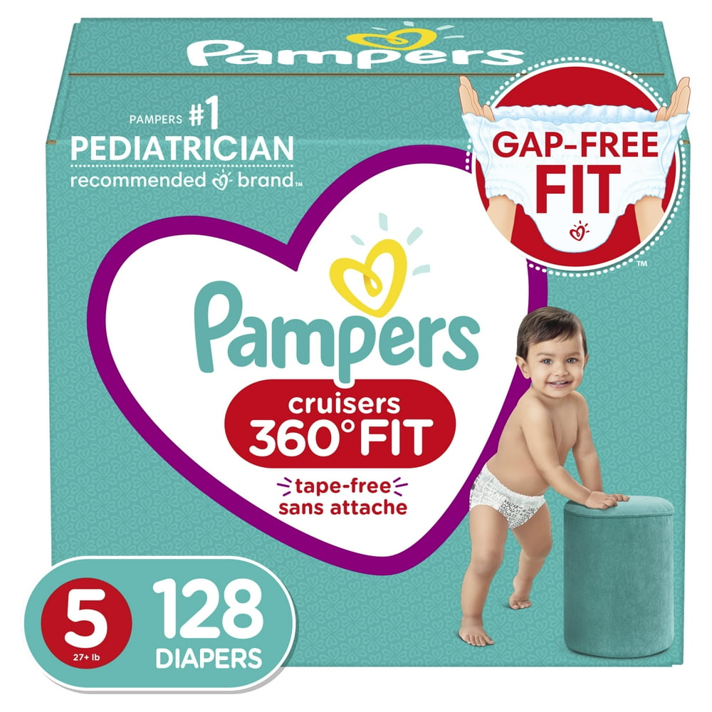Pampers Cruisers 360 Fit Diapers, Active Comfort, Size 5, 128 Ct