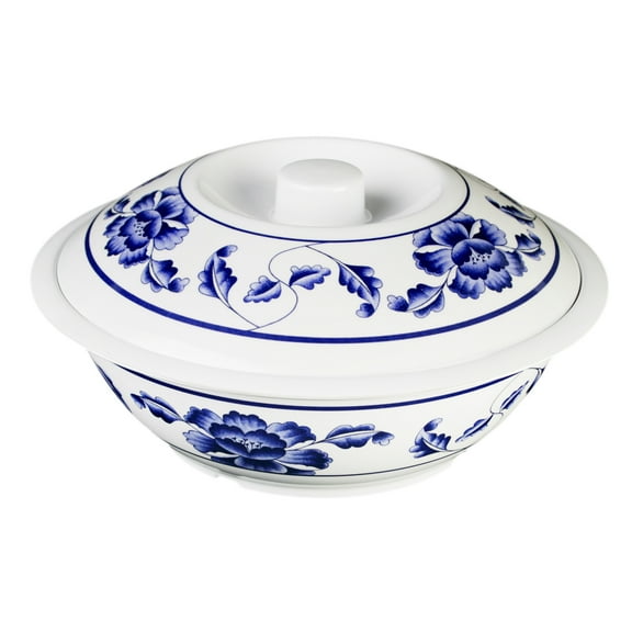 Excellante Lotus Melamine Dinnerware Collection 75 oz., 10" Serving Bowl with Lid, Comes in Each