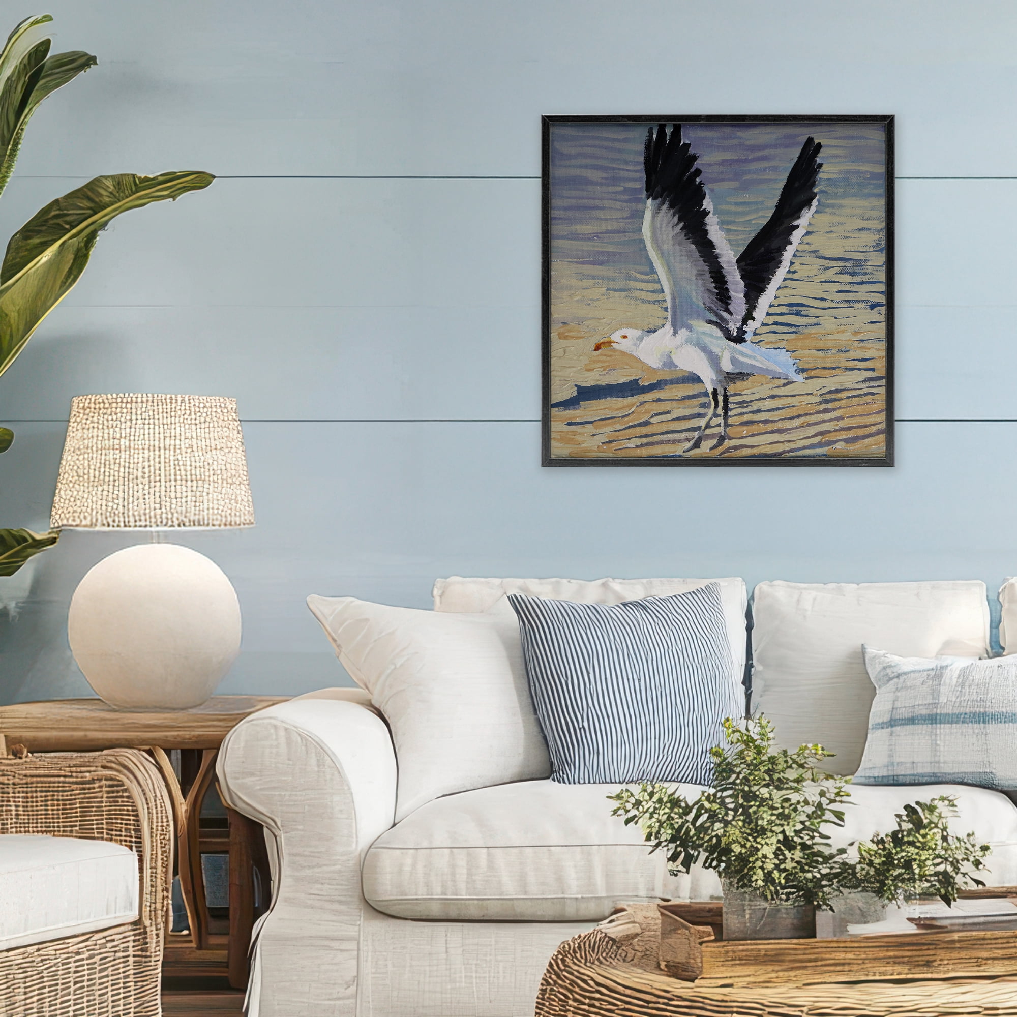 Stupell Industries Seagull Taking Flight Black Framed Giclee Art, design by Violeta Vollmer