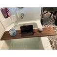 thumbnail image 1 of Stumps Custom Wood Handcrafted Solid Walnut Bathtub Tray - Luxurious Bath Accessory for Relaxation and Self-Care 41-42 Inches Length x 6-9 Inches Width 2 Wine Slots, 1 of 5