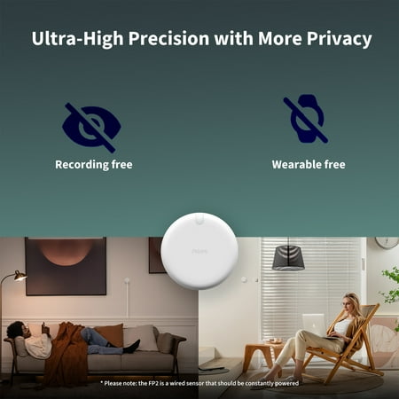 Aqara - FP2 Presence Sensor- mmWave Radar Sensor, Zone Positioning, Multi-Person and Fall Detection, Sleep Monitoring - White