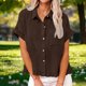thumbnail image 4 of Craaazy Ladies Oversized Short Sleeve Tunic Tops, Lightweight Casual Shirt, Collared Pocket Blouse with Ruffle Hem for Everyday Outfits Gifts, 4 of 8