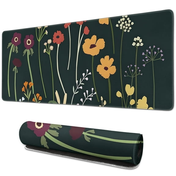 Extended Gaming Mouse Pad: XXL Desk Pad with Stitched Edges, Non-Slip Rubber Base, Large Mouse Pad for Desk, Perfect for Game, Work, Office, Home - Unique Weeds Design, 31.5 x 11.8 inch