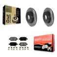 thumbnail image 1 of Transit Auto Rear Coated Drilled Slotted Disc Brake Rotors and Semi-Metallic Pads Kit for Car Chevrolet Cruze Bolt EV Volt EUV KDF-100986, 1 of 11