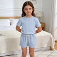 thumbnail image 3 of CYRBOKO Outfit Sets for Toddler Girls, Casual Short Sleeve Elastic Waist Cotton Kids' Activewear Sets Sky Blue Size 3-4 T, 3 of 6