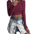 thumbnail image 3 of Heliisoer Mode Femmes T-Shirt Blouse à Manches Longues Uni Hauts, 3 of 4