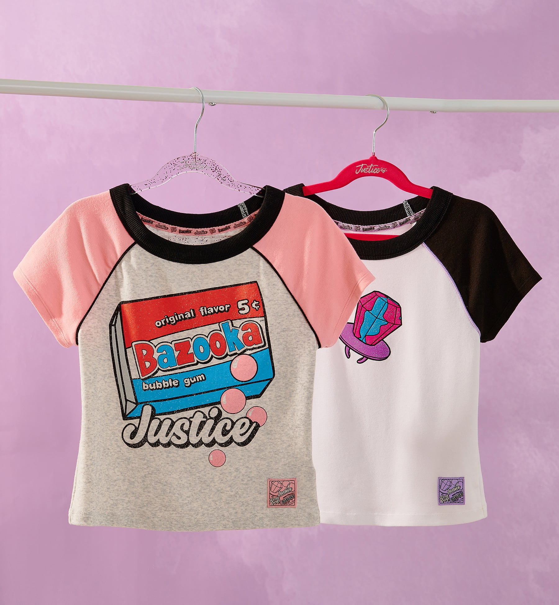 Justice Girls Ring Pop Collab Raglan Baby Tee, Sizes XS-XLP