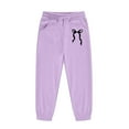 thumbnail image 3 of WOYY Toddler Girls Bow Outfits Hoodie Sweatshirt Jogger Pants Set, Sizes 4-5T, 3 of 5