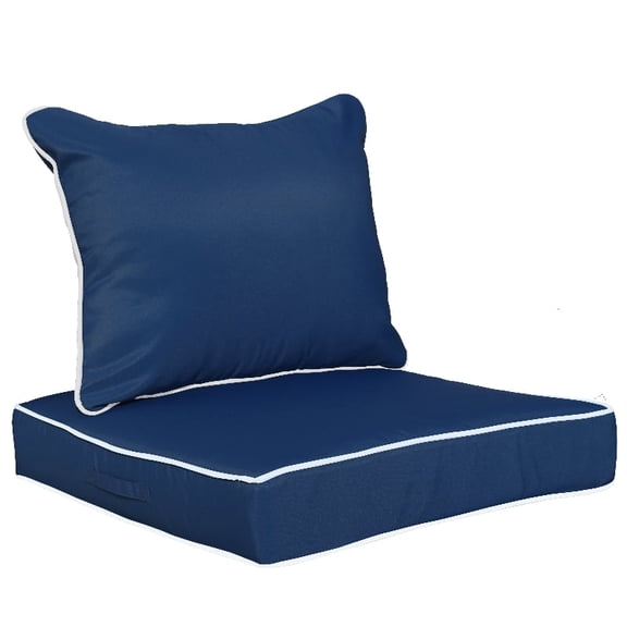 FKS LIFE Outdoor Patio Chair Cushions Set 24 L X 24 W X 4 H Waterproof Fade Resistant Deep Seat with Back Cushions Outdoor Seat Cushion Set for Chairs and Sofas(1 Set)