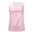 thumbnail image 4 of TEAJOPSUU Satin Tank Tops for Womens Smoothing Sleeveless V Neck Shirts Casual Loose Pleated Straps Slim Fit Camisole Blouses Pink, 4 of 8