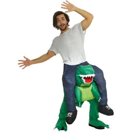 Morphsuits Adult T-Rex Dinosaur Piggyback Adult Costume, Green Blue, One Size