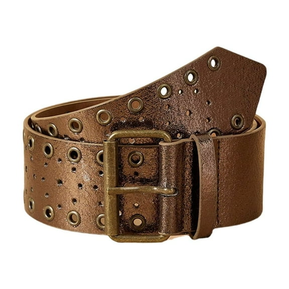 Gothicism Rockwear Double Hole Belt Unisex Studded Leather Leisures Waistband for Parties and Everyday Wear
