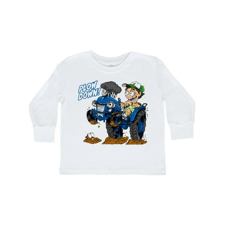 

Inktastic Hot Roddin Rod on a Tractor in Blue Plow Down Gift Toddler Boy Girl Long Sleeve T-Shirt
