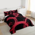 thumbnail image 3 of Homewish Red Black Graffiti Full Size Comforter Sets,Modern Abstract Geometric Bedding Comforter Set,Stripe Lines Circle Bedding Sets For Men Women,Ultra Soft Home Decor Reversible,3pcs, 3 of 8