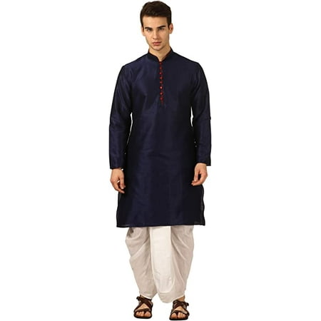 

Royal Kurta Mens Art Silk Dhoti Kurta Set (40 Blue)