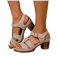 thumbnail image 6 of Mostsola Womens Heeled Sandals Open Toe T-Strap Slingback Heels Comfort Block Heel Pumps, 6 of 8
