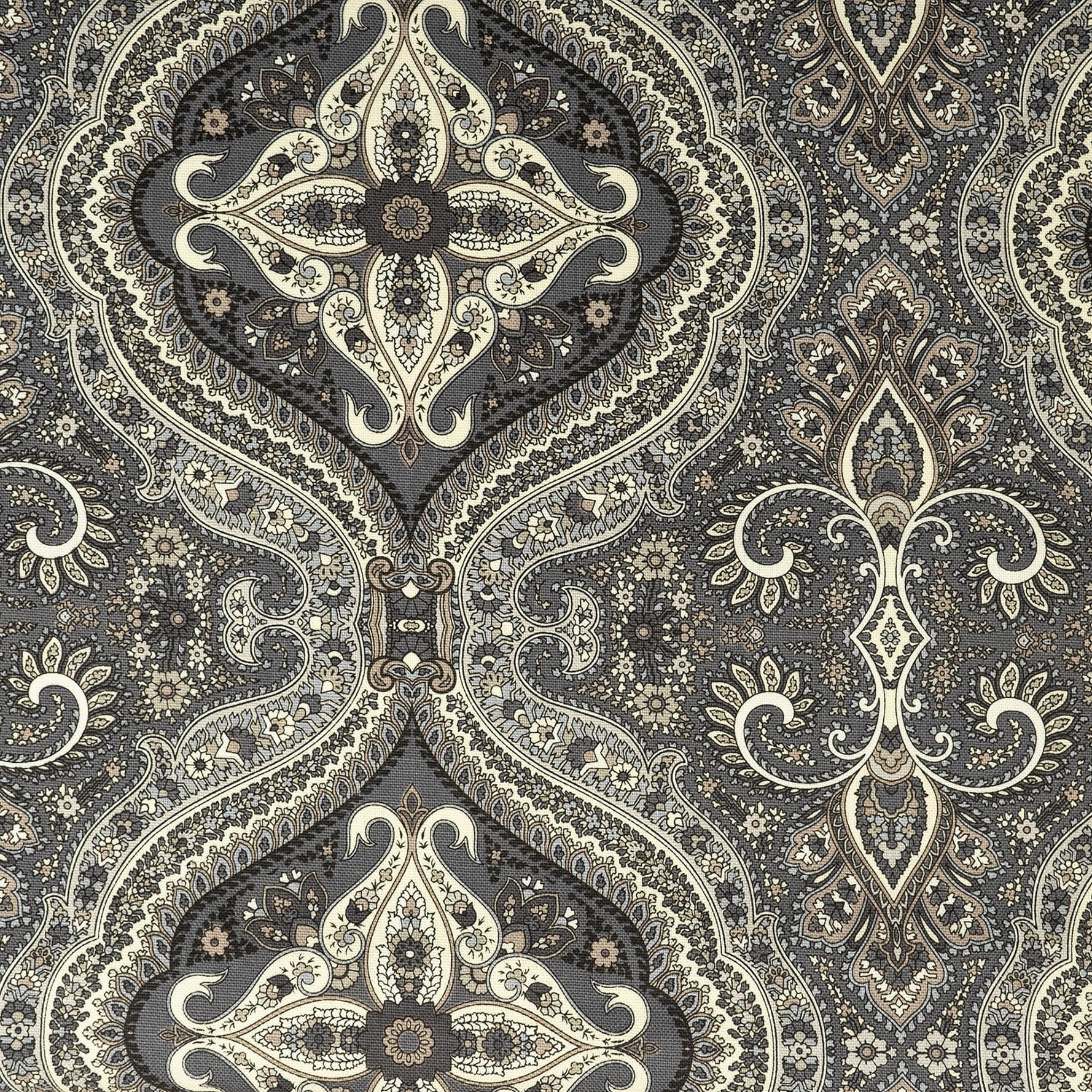 Waverly Inspirations 100% Cotton Duck 54" Paisley Black Color Sewing Fabric by the Yard