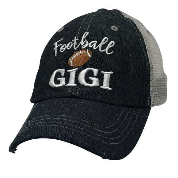Cocomo Soul Football Gigi Embroidered Mesh Trucker Style Hat Cap Football Grandma Gigi Gift Mothers Day Dark Grey