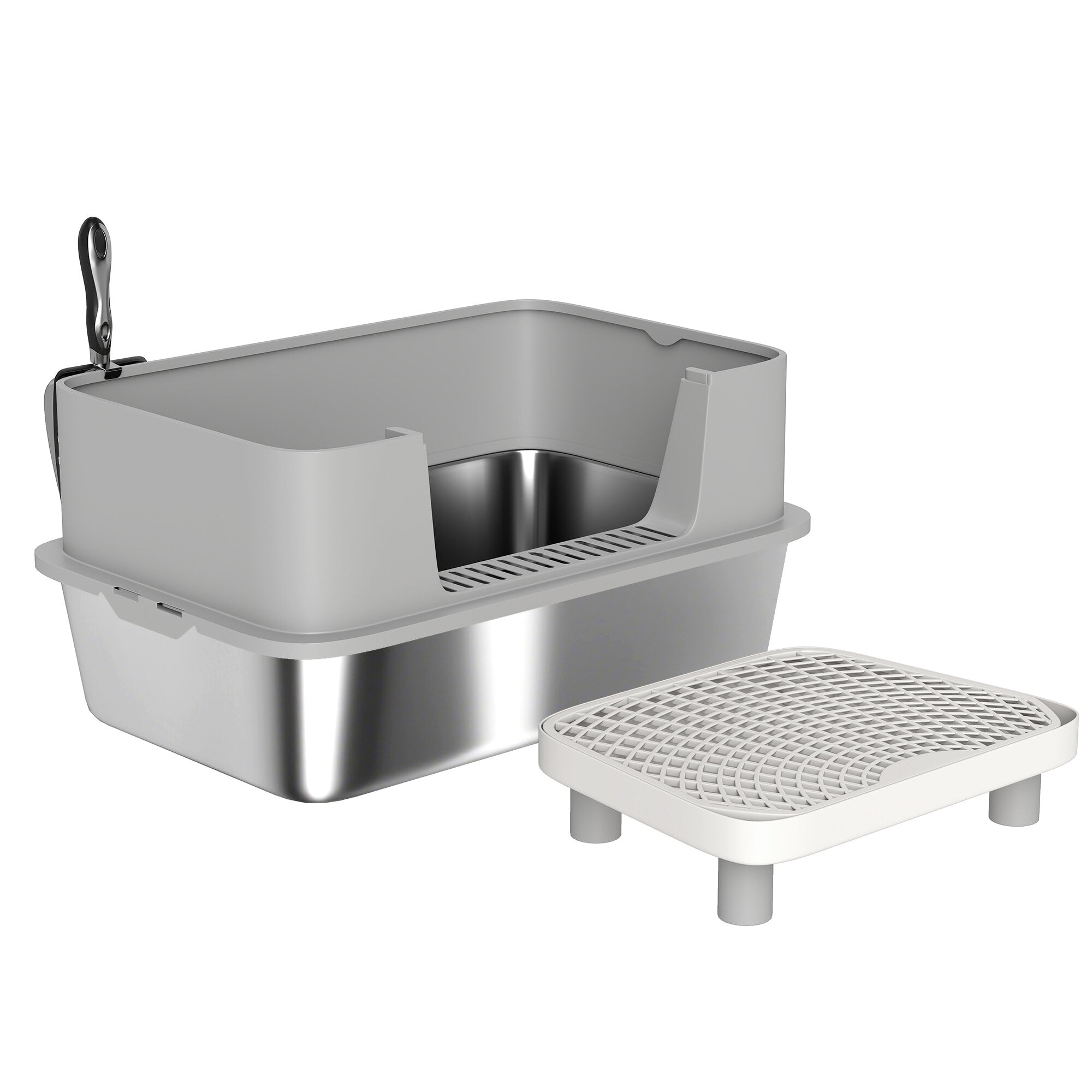 Orthopedic Dog Bed, Stainless Steel Cat Litter Box with High Sides, Metal Cat Litter Box with Scoop, Gray Dog Bed,Polypropylene,Stainless Steel Cat Bed, Pet Supplies Pet Beds & Furniture