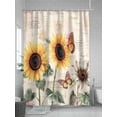thumbnail image 5 of American Pastoral Style Shower Curtain, Sunflower Butterfly Farm Waterproof Shower Curtain Set with 12 Hooks Lightweight Washable Fabric Shower Curtains for Bathroom 60x72 Inches, 5 of 6