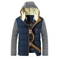 thumbnail image 4 of Mens Tops Clearance Men Casual Patchwork Trends Hooded Down Zipper Cardigan Warm Cotton Jacket Blue Xxxl, 4 of 8