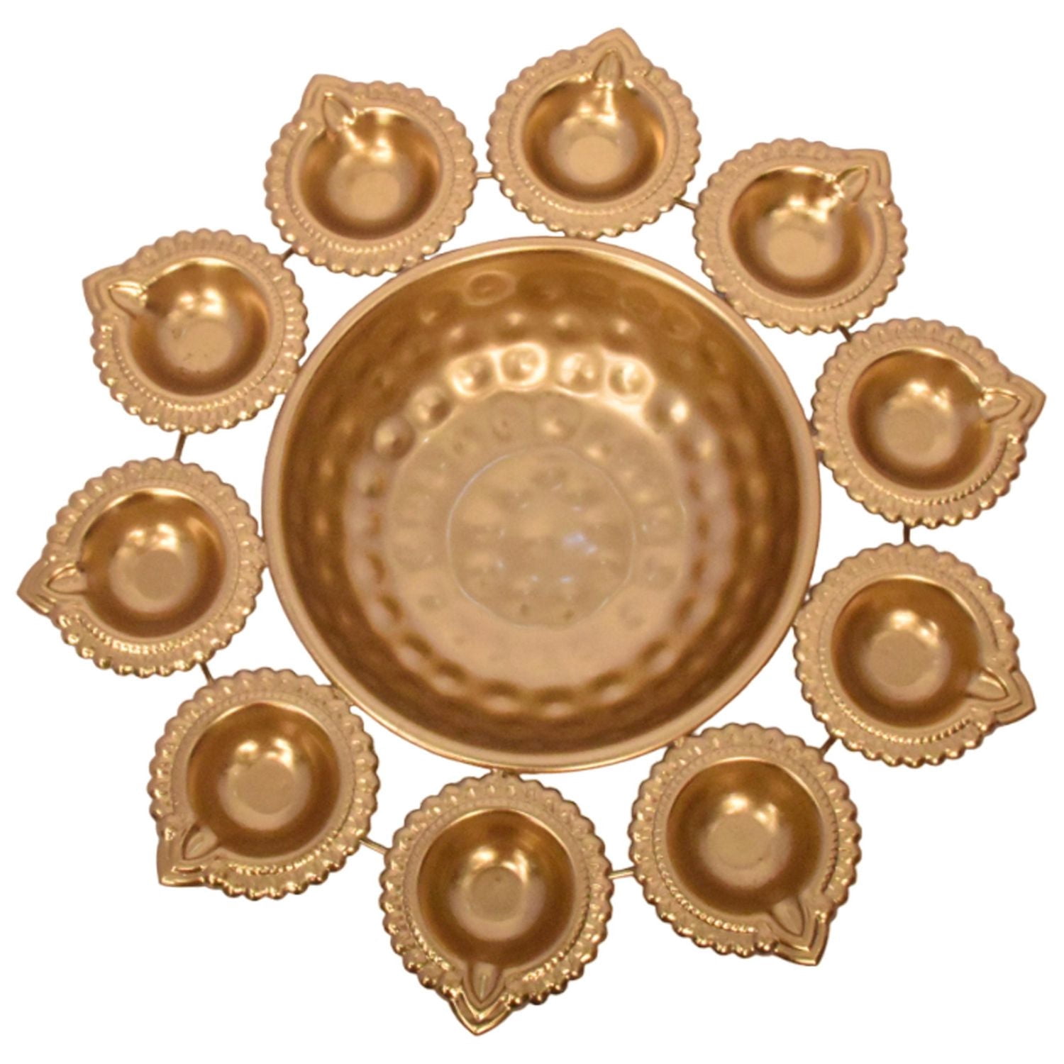 Way to Celebrate Diwali Decoration Metal Urli Bowl Gold Finish 11.75 inch