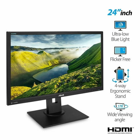 ASUSPRO C624AQH 24" Full HD 1920x1080 IPS DP HDMI DVI VGA Ergonomic Back-lit LED Monitor
