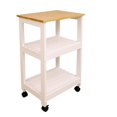 thumbnail image 1 of Bowery Hill Wood Microwave Utility Butcher Block Kitchen Cart in White Lacquer, 1 of 2