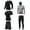 Black, variant on 5Pcs Outfit Set for Men's Compression Pants Shirt Top Long Sleeve Jacket Athletic Sets Gym Clothing Male Workout