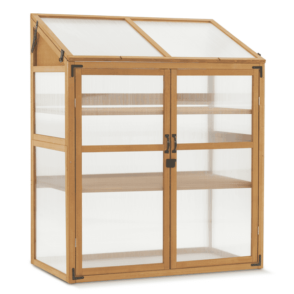 MCombo Cold Frame Large Wooden Greenhouse Cabinet Garden with Adjustable Shelves for Outdoor Indoor Use, 1344