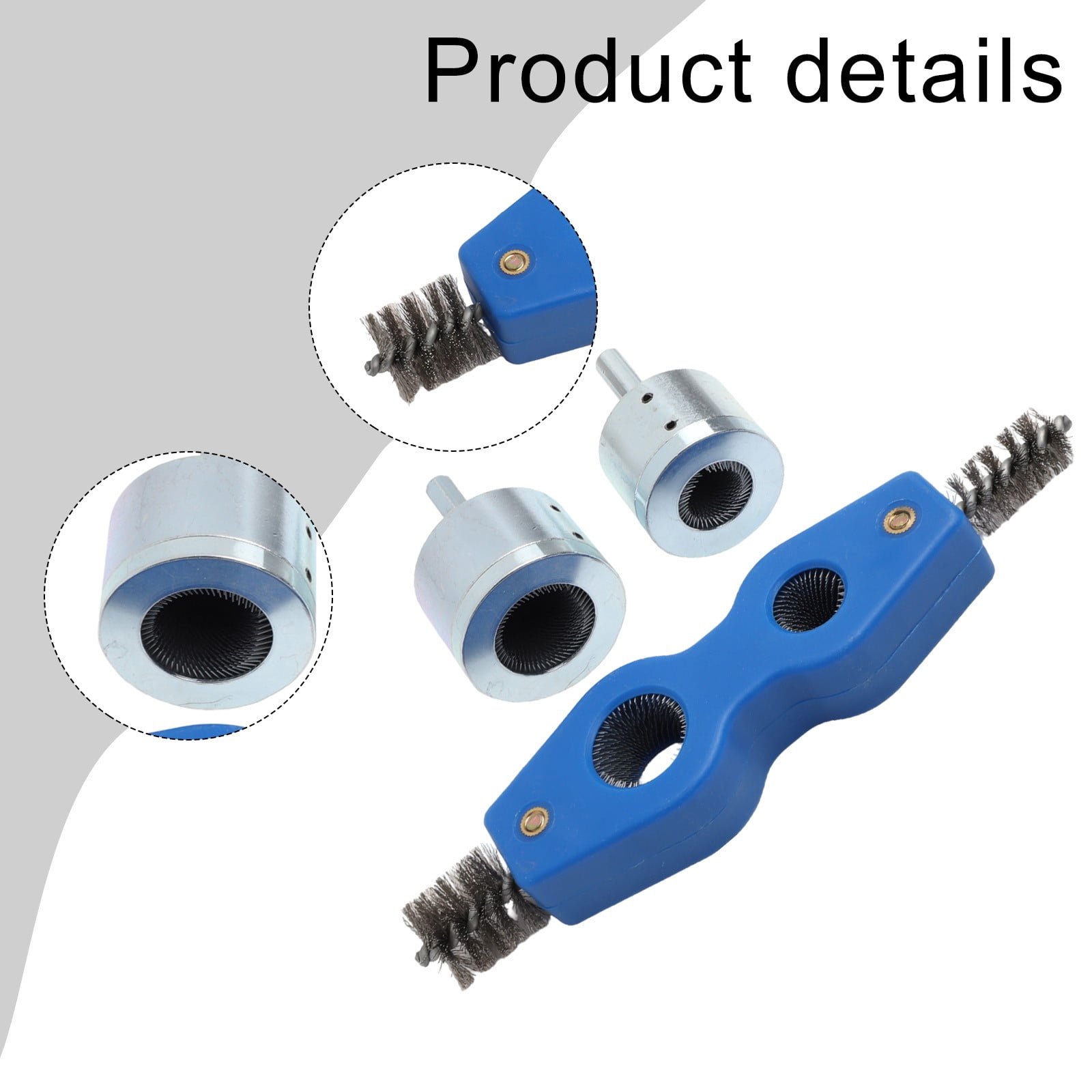 Wuweikeji Copper Pipe Cleaner with 4in1 Battery Brush Dual Head for Drill 15+22mm Plumbing Cleaning Metal Tube Battery Brush Accessories