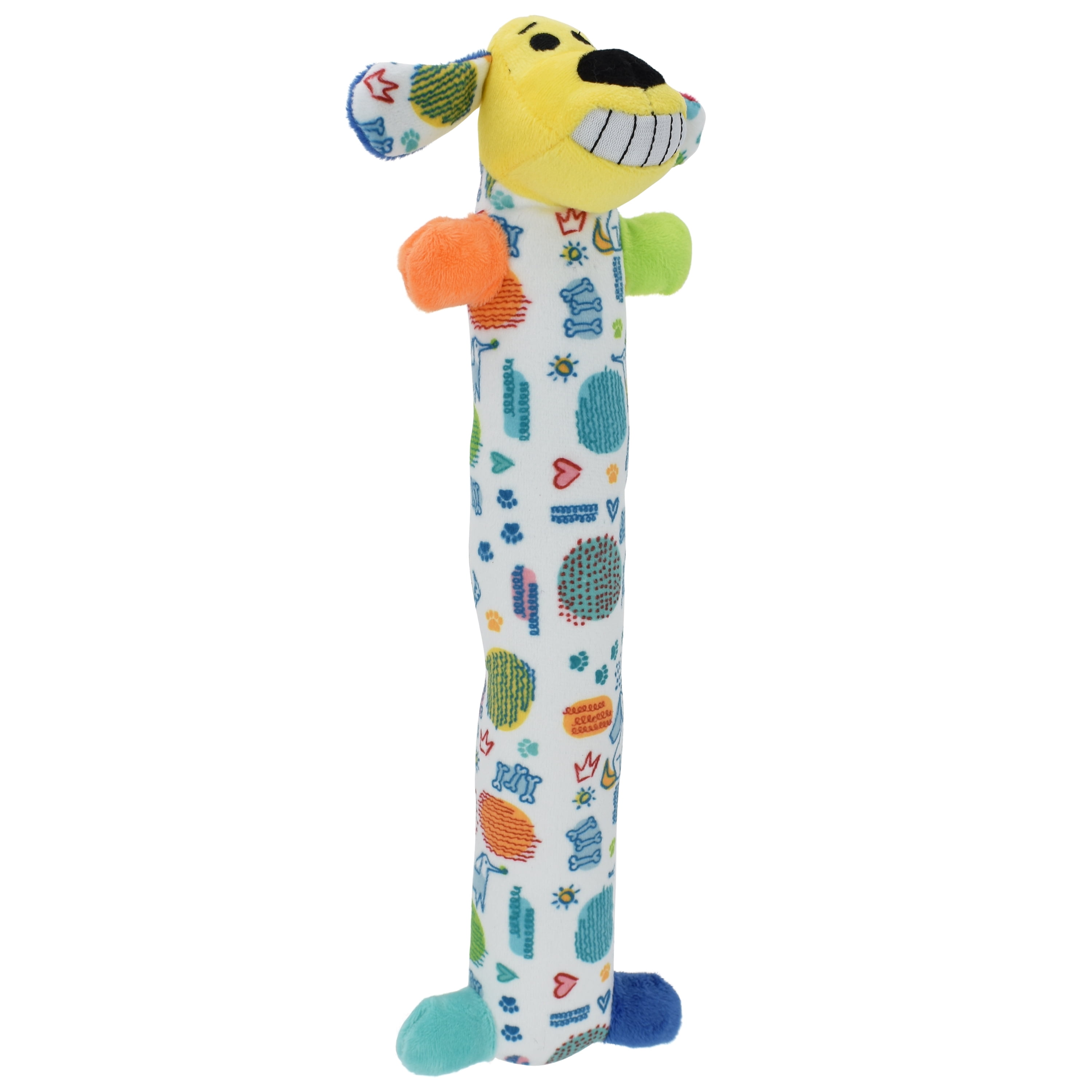 Multipet Plush Smiling Dog Toy, Medium Size, Squeaker