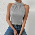 thumbnail image 6 of Fewfanhot Womens Tops Sequin Halter Tops Sparkly Dressy Tank Tops Party Vest Glitter Sleeveless Shirt, 6 of 9