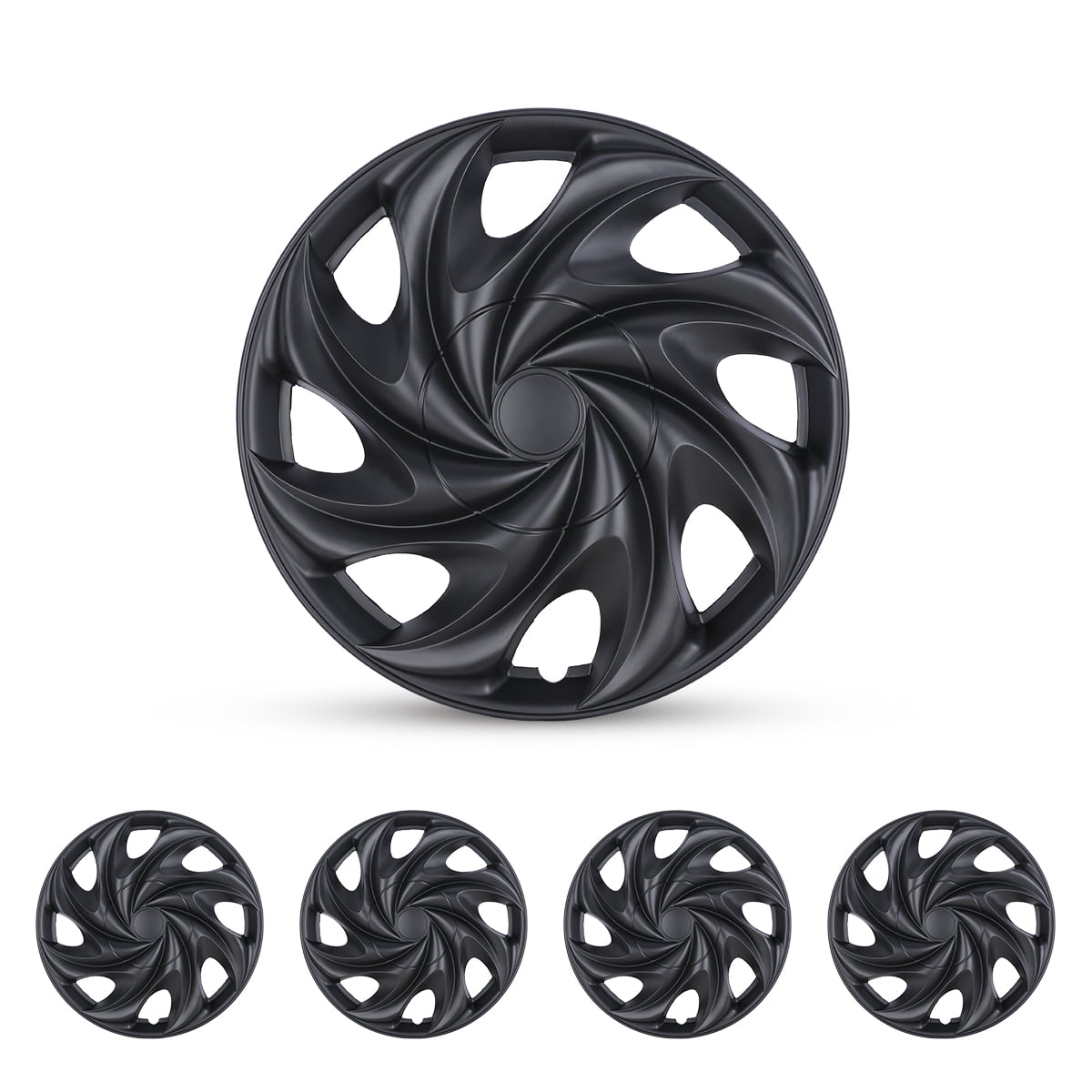 (4 Pack)14 inch Universal Wheel Rim Cover Hubcaps Snap on Car Truck Fit R14 Tire,ABS+PC Material (14-inch,Black Matte)