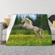 thumbnail image 1 of Balery Horse Rearing Up In The Field Manta de Franela con Dibujo, Lujo Ultra Suave y Cálido, Antipelusa y Resistente a las Arrugas para Cama, Sofá, Camping -80"x60", 1 of 6