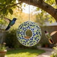 thumbnail image 6 of Stained Glass Hummingbird Feeder with Diamond-Cut Leaf Patterns, 360° Flower Ports and Ant Moat, Handcrafted Borosilicate Nectar Station for Patio Garden Wild Bird Feeding, 6 of 6