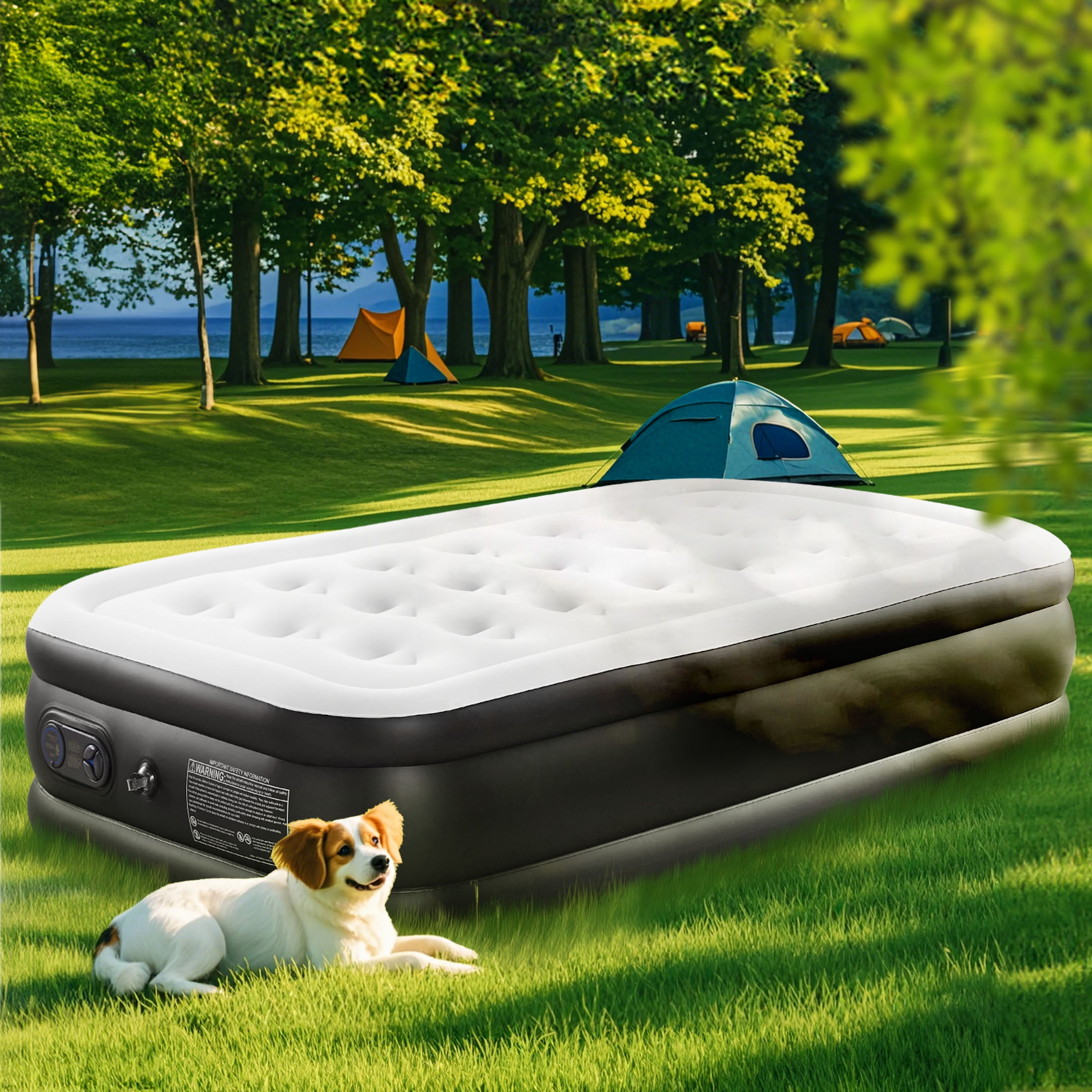EDX 18'' Twin Airbed  Mattress with Built-in Pump, Inflatable Mattress for Home & Camping