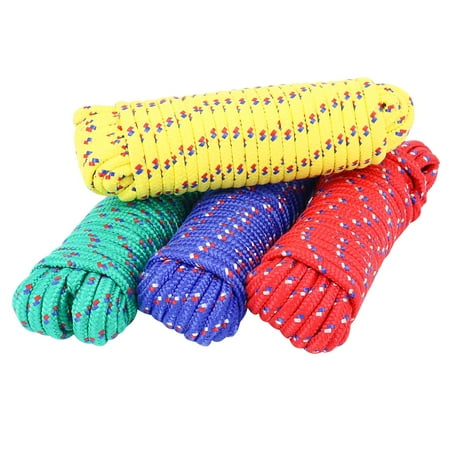 

RealPlus 4 Pack Diamond Braid Polypropylene Rope 3/8 Inch x 200 Feet All Purpose Poly Rope High Strength and Weather Resistant Good for Tie Pull Swing Climb and Knot (Red/Yellow/Blue/Green